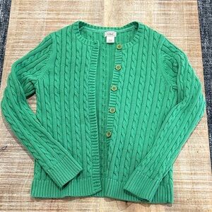 L.L. Bean Women's Vibrant Green Cable Cardigan